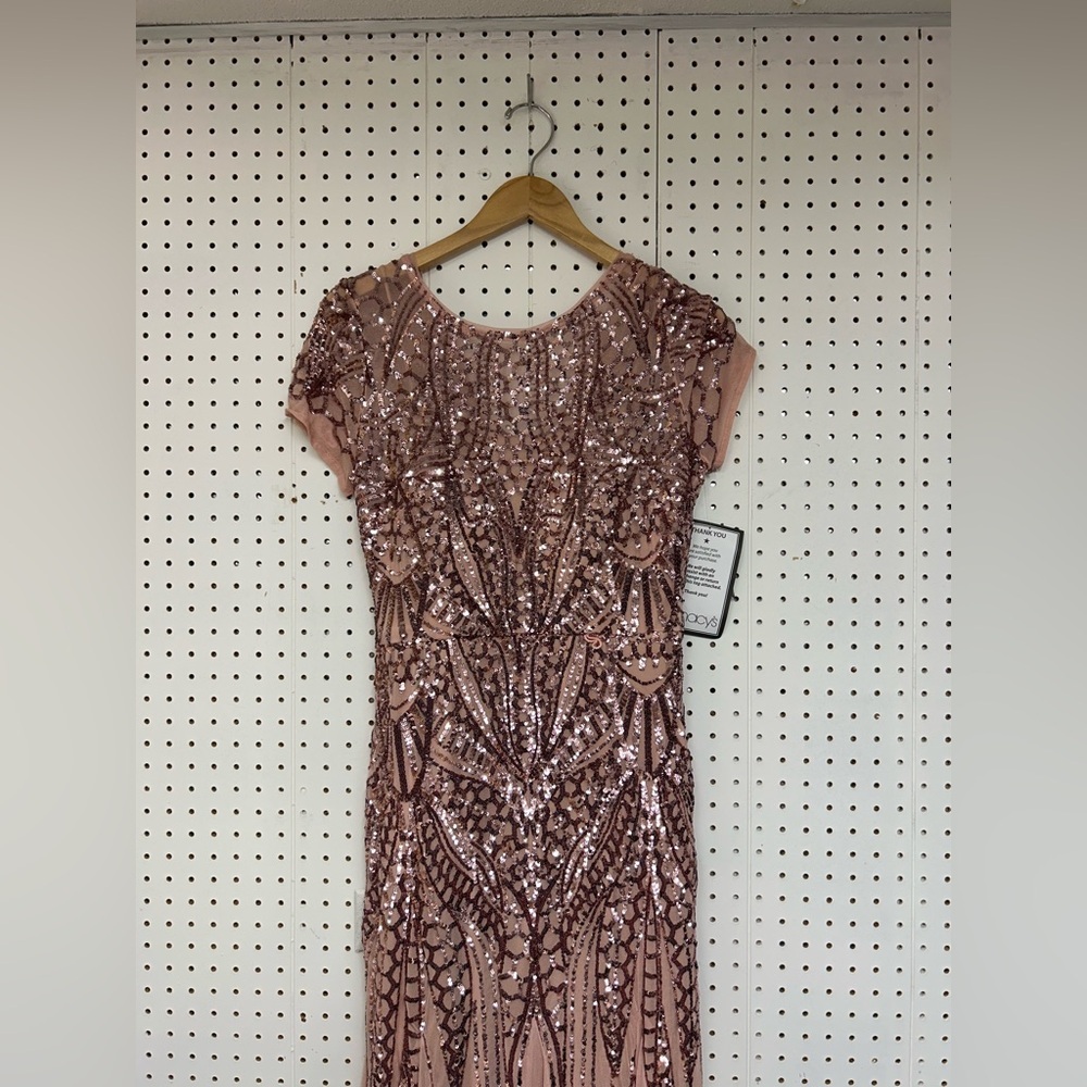 R&M Richards Blush Pink Sequin Prom Dress - Picture 2 of 10